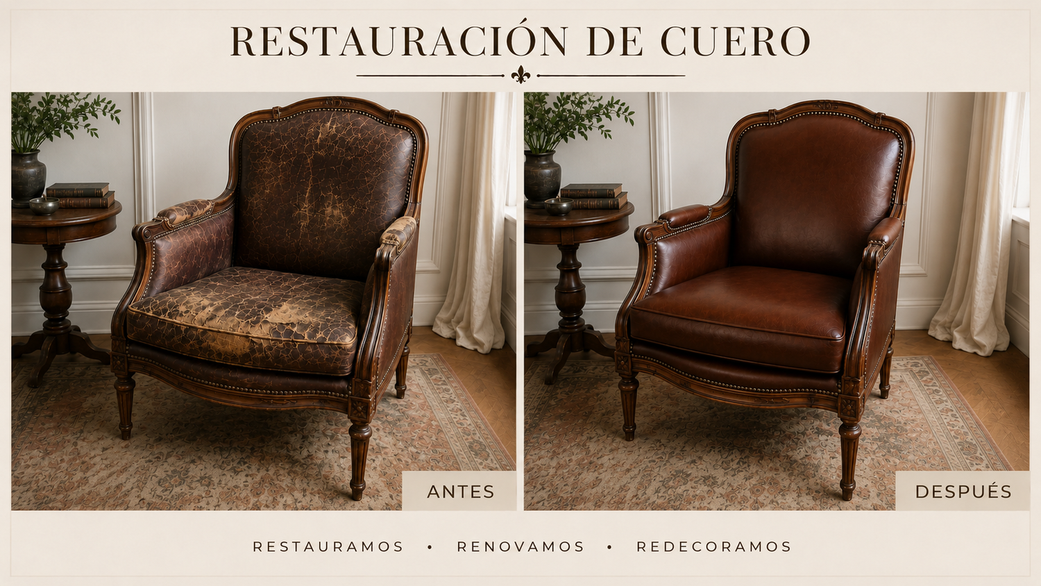 Restauración de artículos de cuero, reparación de bolsos de piel, teñir cuero artesanal, reparar chaqueta de cuero, arreglar carteras de piel, restauración de marroquinería de lujo, limpieza y nutrición de cuero. Restauración de barcos.