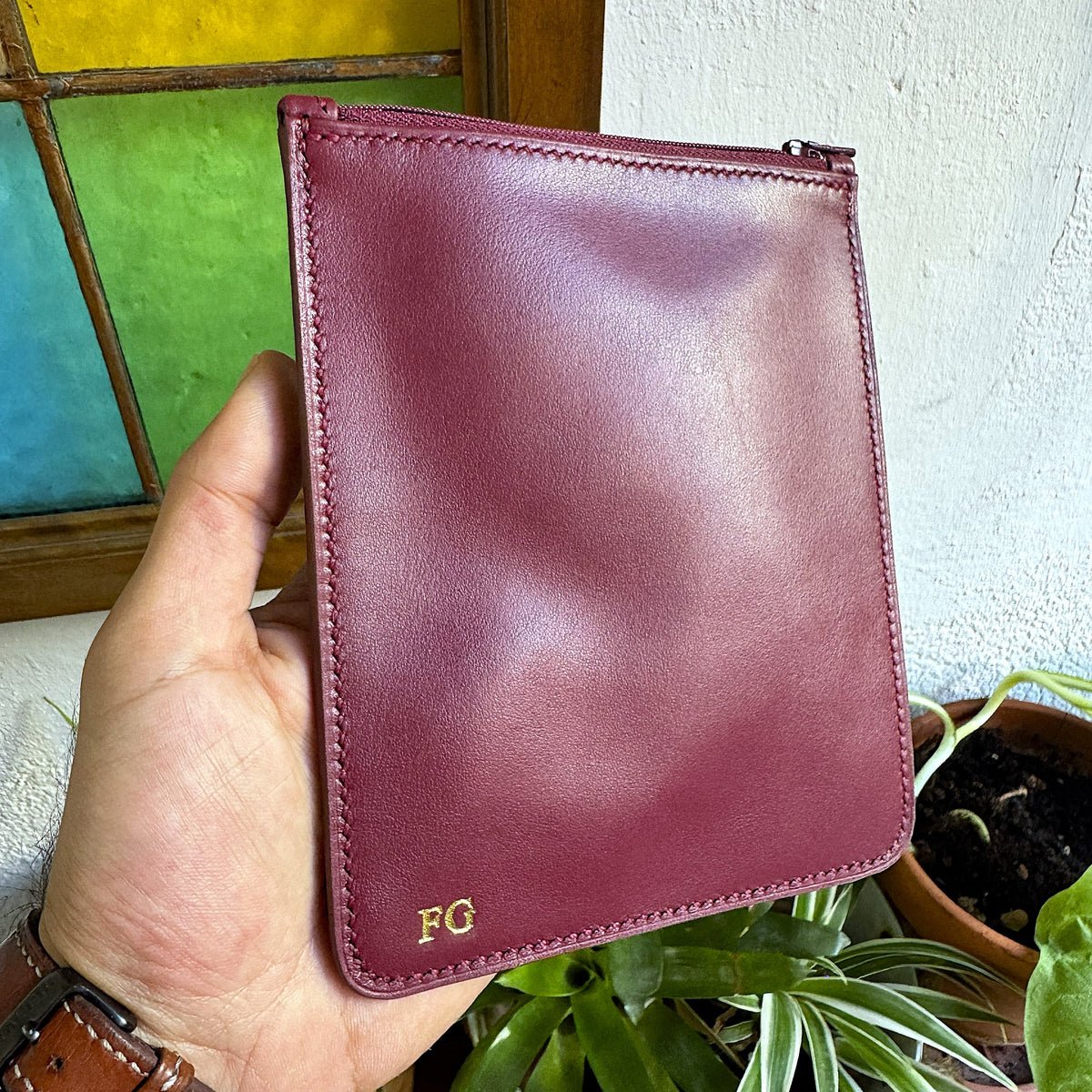 Phone pouch with Leather Strap / Handmade 