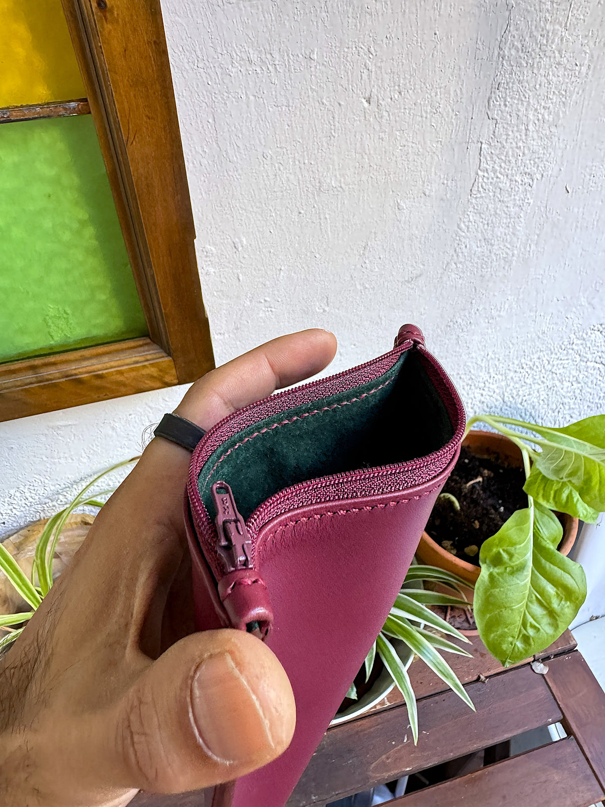 Phone pouch with Leather Strap / Handmade 